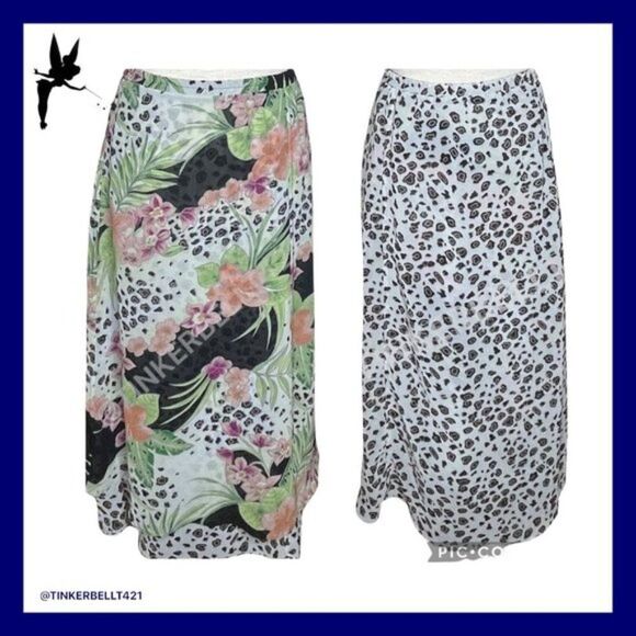 Sag Harbor Reversible Floral Leopard Print Skirt - Picture 1 of 10